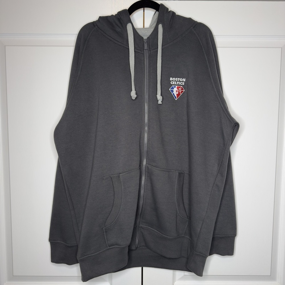 Boston Celtics Sweatshirt Mens XL Gray NBA Basketball Antigua 75th Hoodie